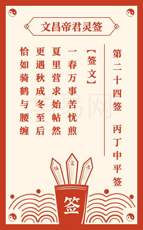 文昌帝君灵签 第24签